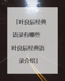 叶良辰经典语录有哪些 叶良辰经典语录介绍