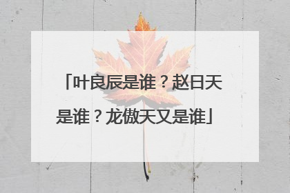 叶良辰是谁？赵日天是谁？龙傲天又是谁