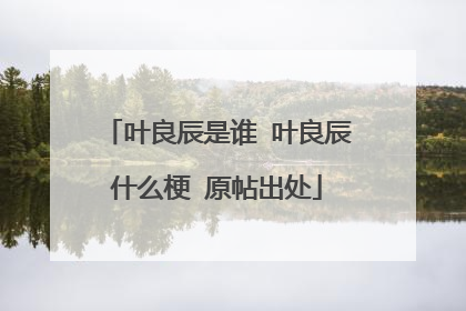 叶良辰是谁 叶良辰什么梗 原帖出处