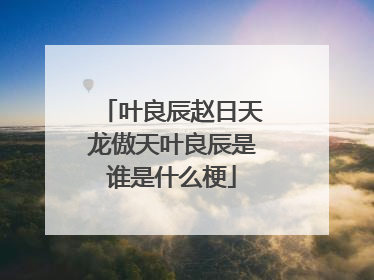 叶良辰赵日天龙傲天叶良辰是谁是什么梗