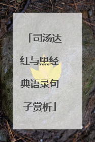 司汤达红与黑经典语录句子赏析