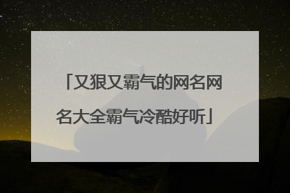 又狠又霸气的网名网名大全霸气冷酷好听