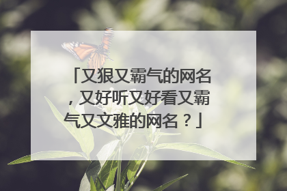 又狠又霸气的网名，又好听又好看又霸气又文雅的网名？