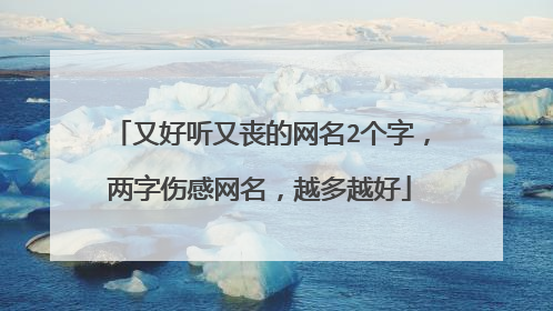 又好听又丧的网名2个字，两字伤感网名，越多越好
