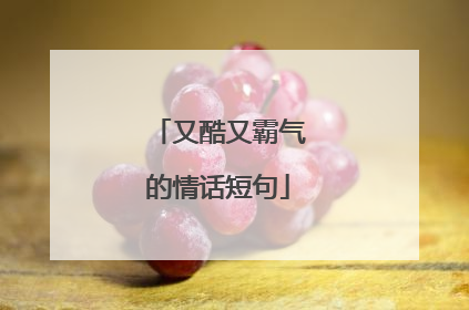 又酷又霸气的情话短句