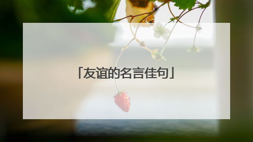 友谊的名言佳句