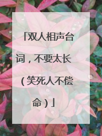 双人相声台词，不要太长（笑死人不偿命）