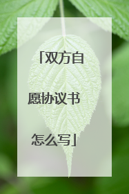 双方自愿协议书怎么写