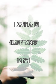 发朋友圈低调有深度的话