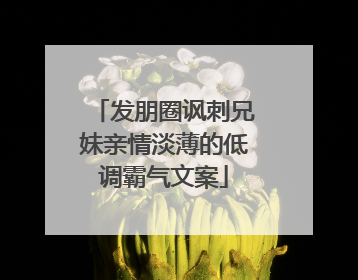 发朋圈讽刺兄妹亲情淡薄的低调霸气文案