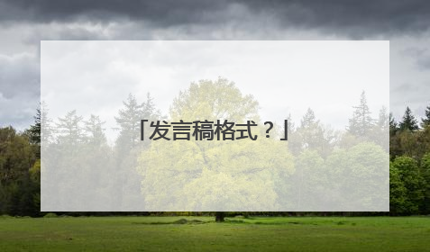发言稿格式？