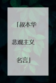 叔本华悲观主义名言