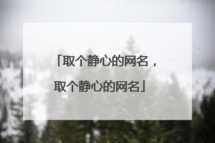 取个静心的网名,取个静心的网名