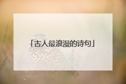 古人最浪漫的诗句