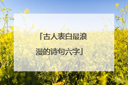 古人表白最浪漫的诗句六字