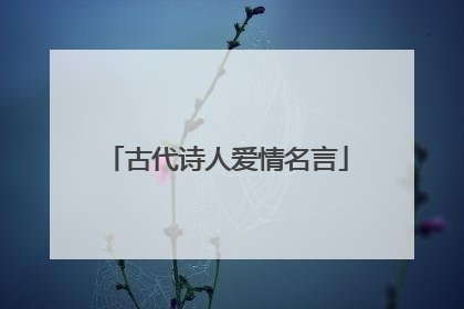 古代诗人爱情名言