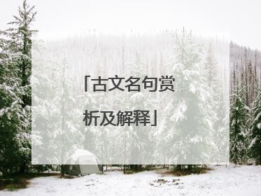 古文名句赏析及解释