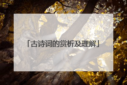 古诗词的赏析及理解