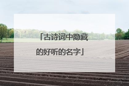 古诗词中隐藏的好听的名字