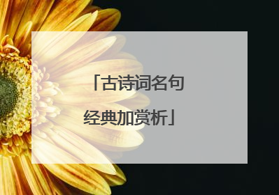 古诗词名句经典加赏析