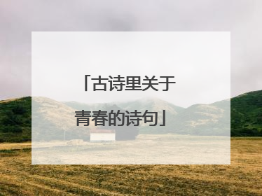 古诗里关于青春的诗句
