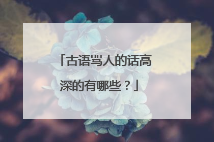 古语骂人的话高深的有哪些？
