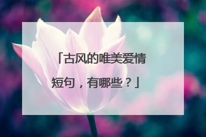古风的唯美爱情短句,有哪些?