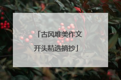 古风唯美作文开头精选摘抄