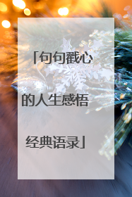 句句戳心的人生感悟经典语录