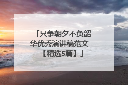 只争朝夕不负韶华优秀演讲稿范文【精选5篇】