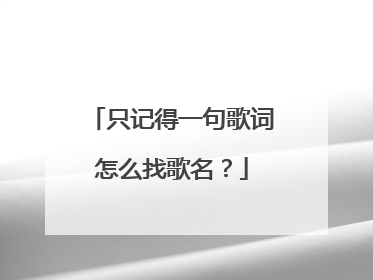 只记得一句歌词怎么找歌名？