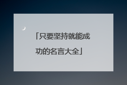 只要坚持就能成功的名言大全
