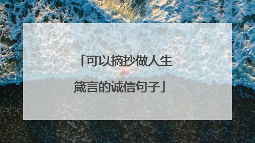 可以摘抄做人生箴言的诚信句子