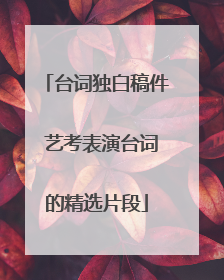 台词独白稿件 艺考表演台词的精选片段