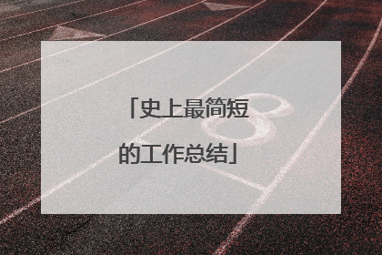 史上最简短的工作总结