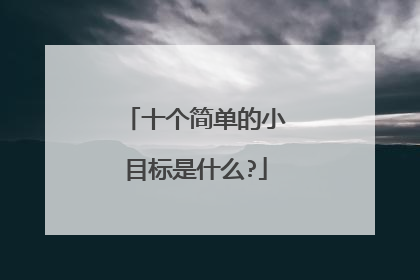 十个简单的小目标是什么?
