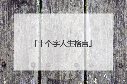 十个字人生格言