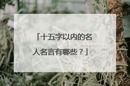 十五字以内的名人名言有哪些?