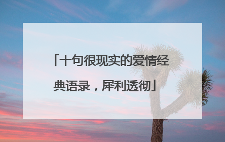 十句很现实的爱情经典语录,犀利透彻