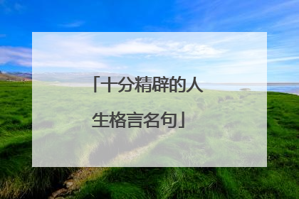 十分精辟的人生格言名句