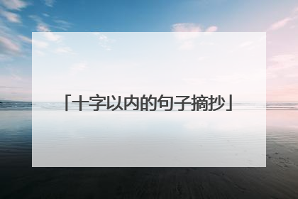 十字以内的句子摘抄