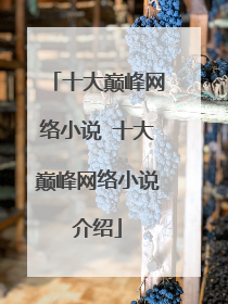 十大巅峰网络小说 十大巅峰网络小说介绍