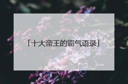 十大帝王的霸气语录