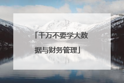 千万不要学大数据与财务管理
