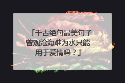 千古绝句最美句子曾观沧海难为水只能用于爱情吗?