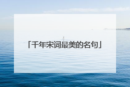 千年宋词最美的名句