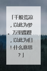 千般荒凉，以此为梦。万里蹀躞，以此为归！什么意思？