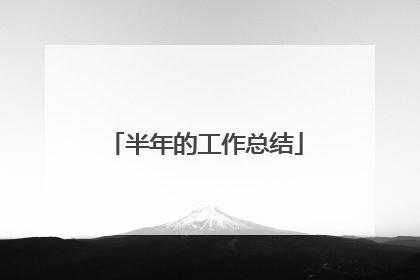 半年的工作总结