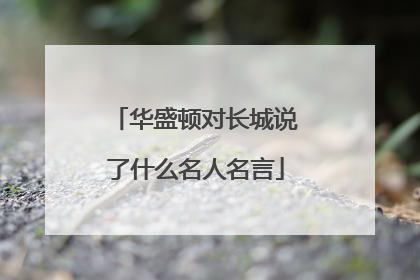 华盛顿对长城说了什么名人名言