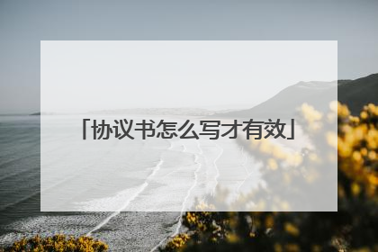 协议书怎么写才有效